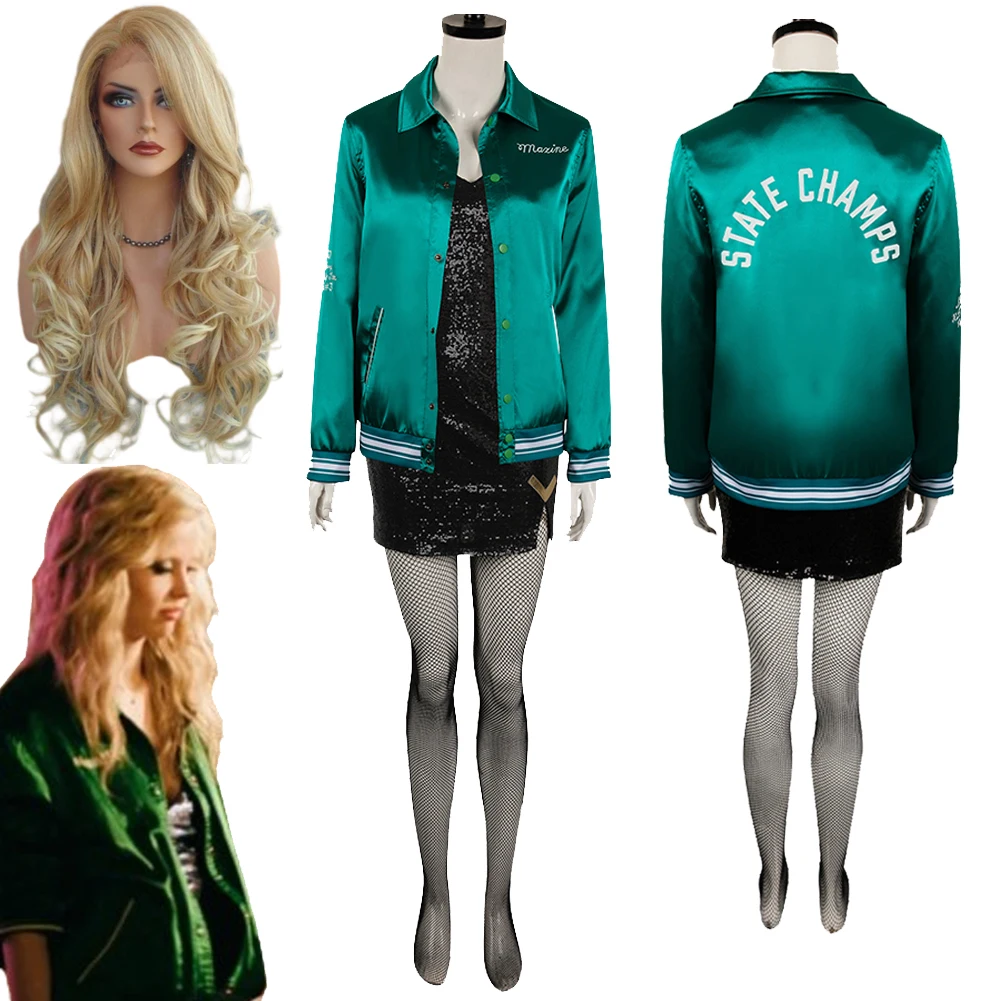 Maxine Minx Cosplay Fantasy Green Jacket Clothing 2024 Movie MaXXXine Costume Disguise Adult Women Roleplay Fantasia Outfit