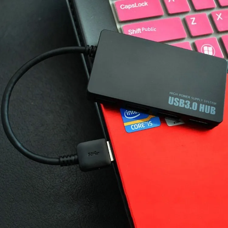 Ultraflacher 4-Port USB 3.0 Hub, Hochgeschwindigkeits-Splitter Eins-zu-Vier für Laptop PC, Stromversorgter USB-Erweiterer – Detail 6