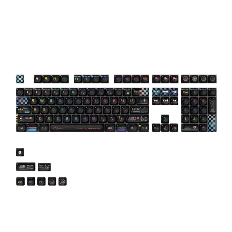 Colorful black personality creative keycap moa high pbt thermal sublimation customized mechanical keyboard cap