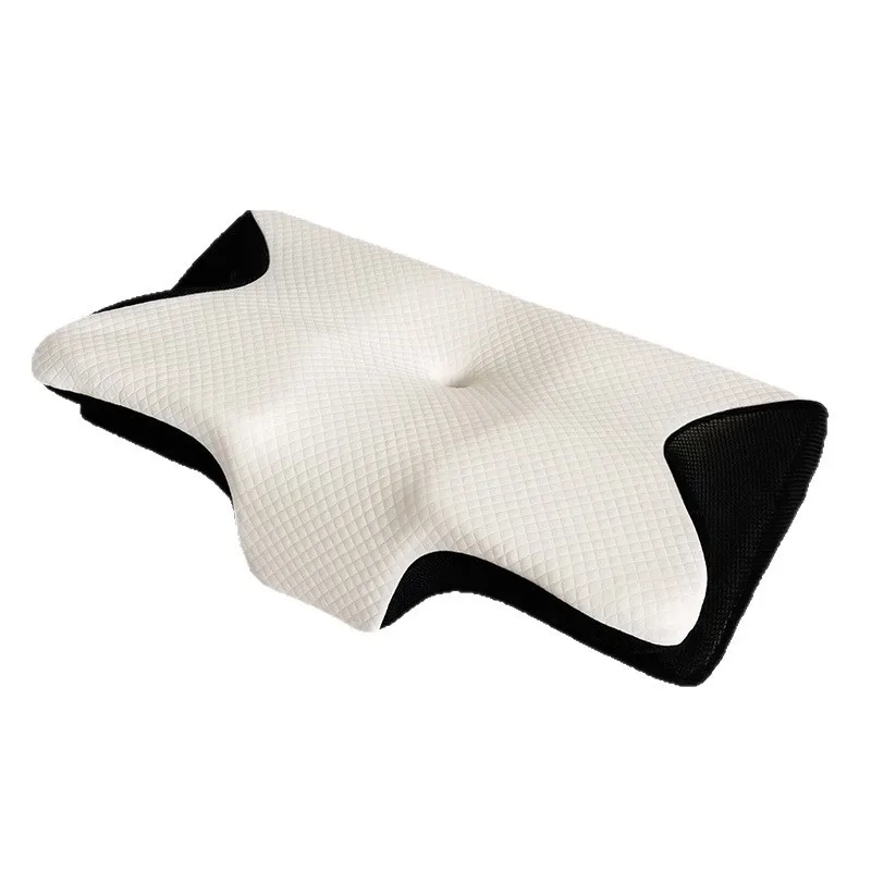 

【FITTING】Breathable Neck Support Memory Foam Butterfly Pillow-Black Color For Sleep And Neck Pain Relief