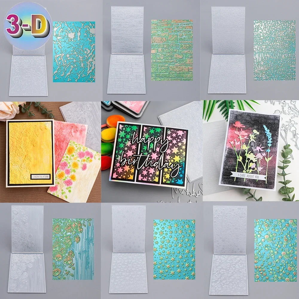 3D-Prägeordner, blühender Blumenwand-Sternmuster-Hintergrund zum Hinzufügen von strukturierten Details an Papierarbeiten, DIY-Projektherstellung