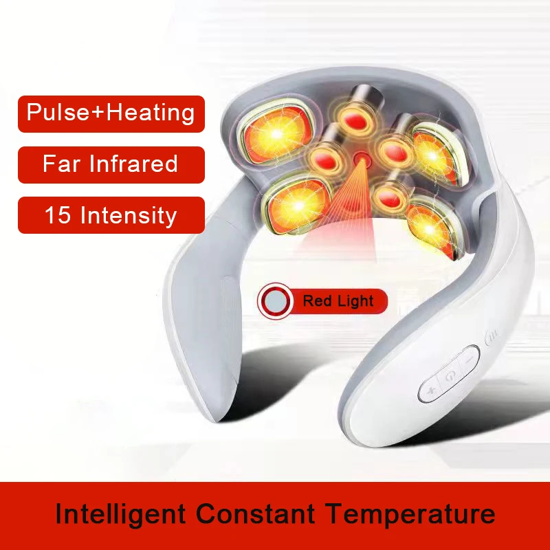 Intelligent Electric Neck Back Pulse Massager EMS Heating Machine Cervical Vertebra Relax Device Pain Relief Kneading Massage