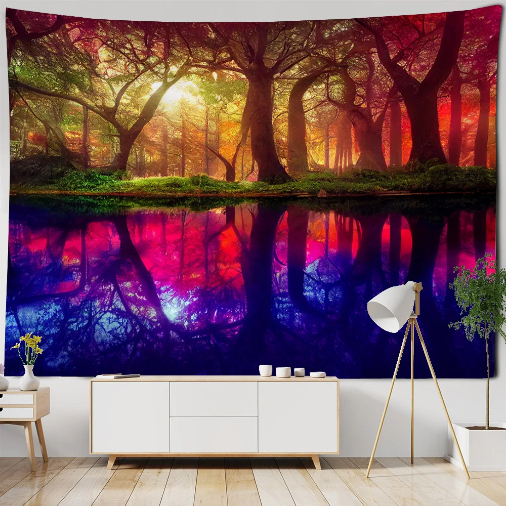 

Dream Forest tapestry home wall decoration room art background cloth Bohemian bed sheets beach mats outdoor picnic blankets