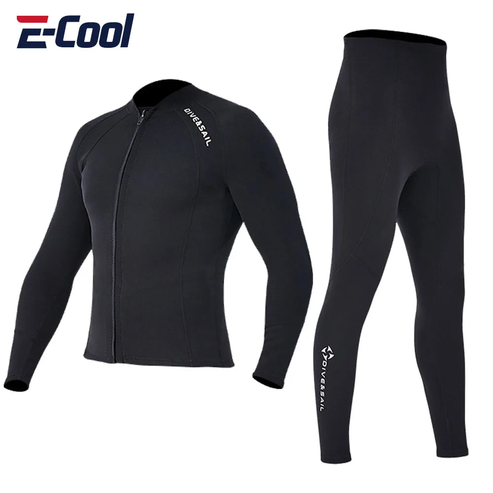 

2mm Premium Diving Suit for Men Women Wetwuit Pants Split Body Jacket Pants Neoprene Swimwear Keep Warm Black