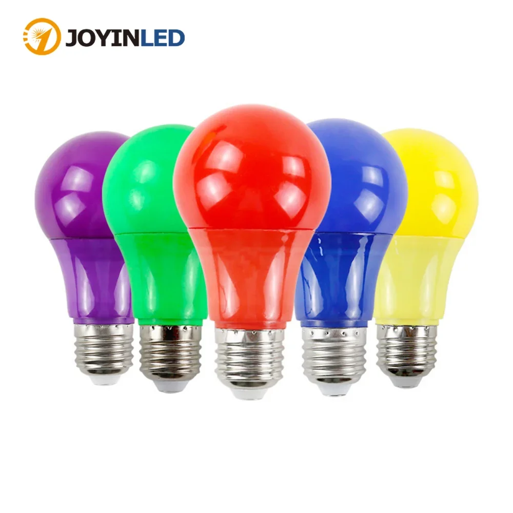 LED Colored Light Bulbs, E27 Base, for Wedding Halloween Christmas Party Bar Mood Ambiance Decor Light Bulb