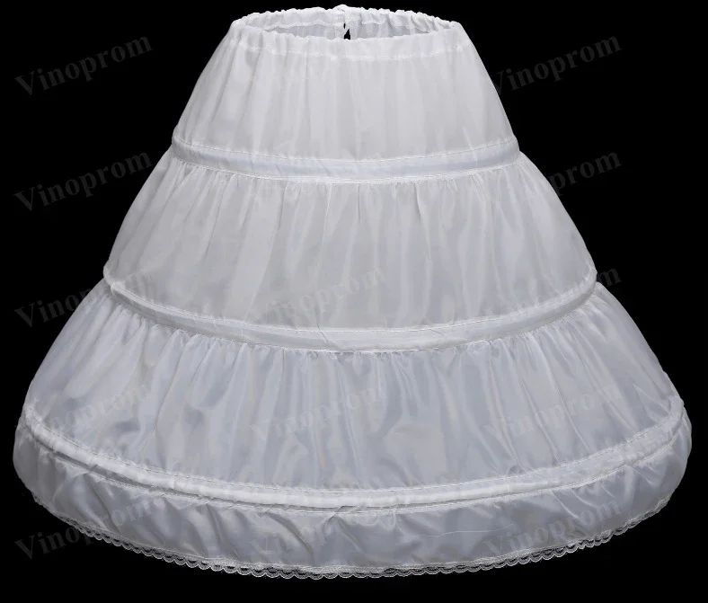 

3 Hoops One Layer White A-Line Flower Girl Dress Petticoat Kid Crinoline Underskirt Wedding Accessories