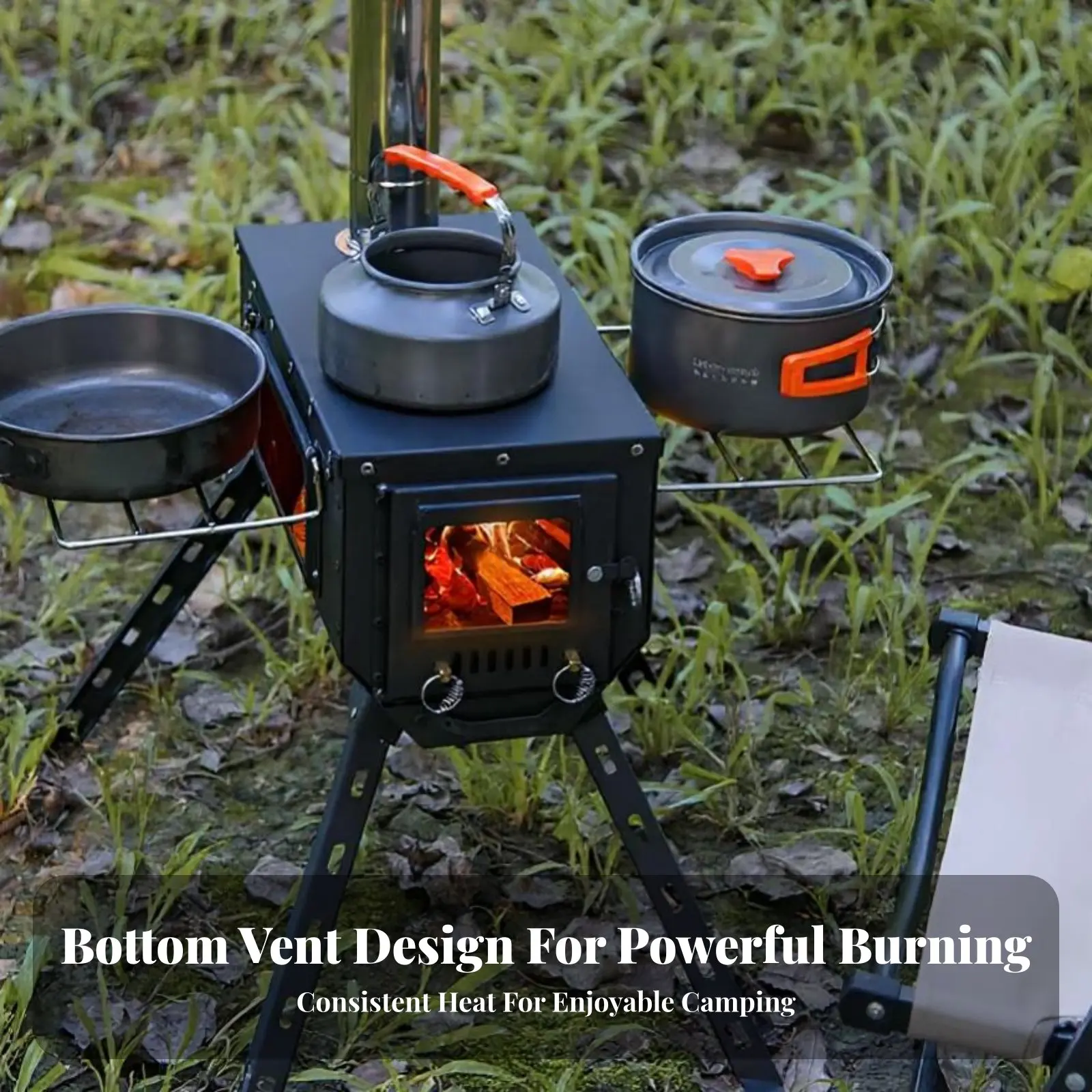 

Портативный походный камин с трехсторонним отверстием, для улицы и дома, многофункциональный обогреватель для палаток