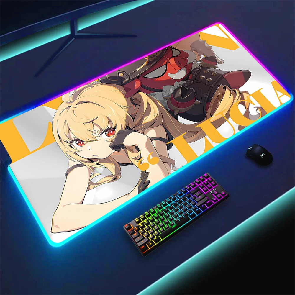 Hot Kawaii Pretty RGB Demara Trendy Hit Cool Art Zenless Zone Zero Gaming Backlight Mouse Pad Gamer Keyboard Table LED Mat 90x40