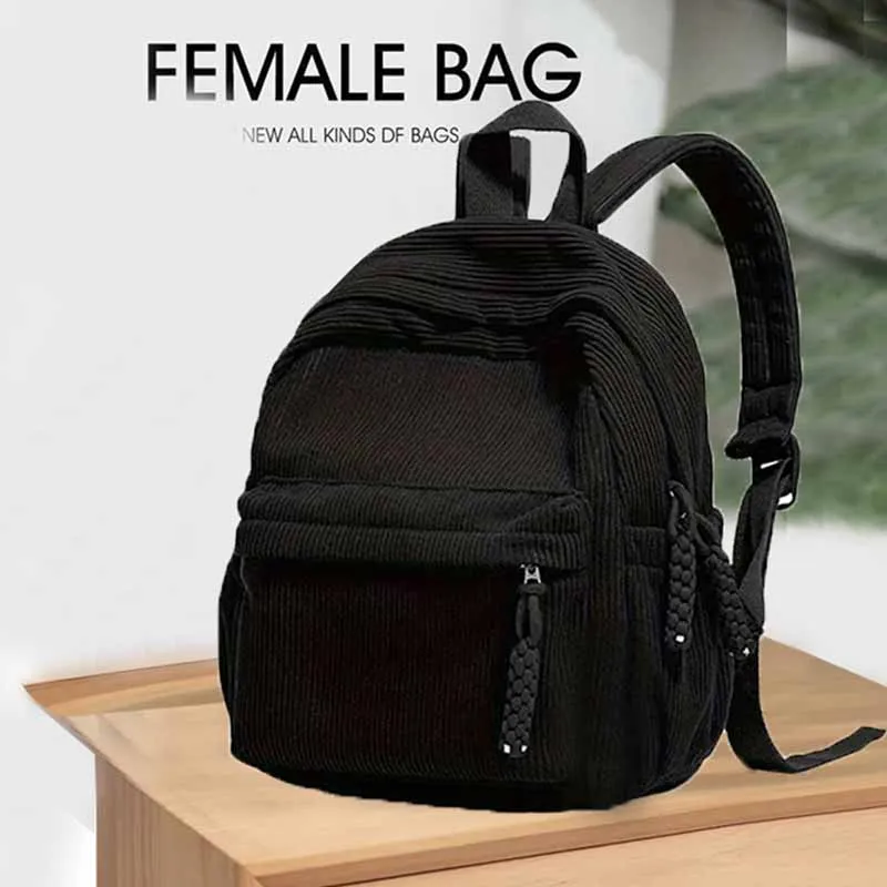 Cozy Corduroy Mini Backpack Multi-Color Adjustable-Strap Lightweight for Daily Outings Casual Stylish Functional Bag