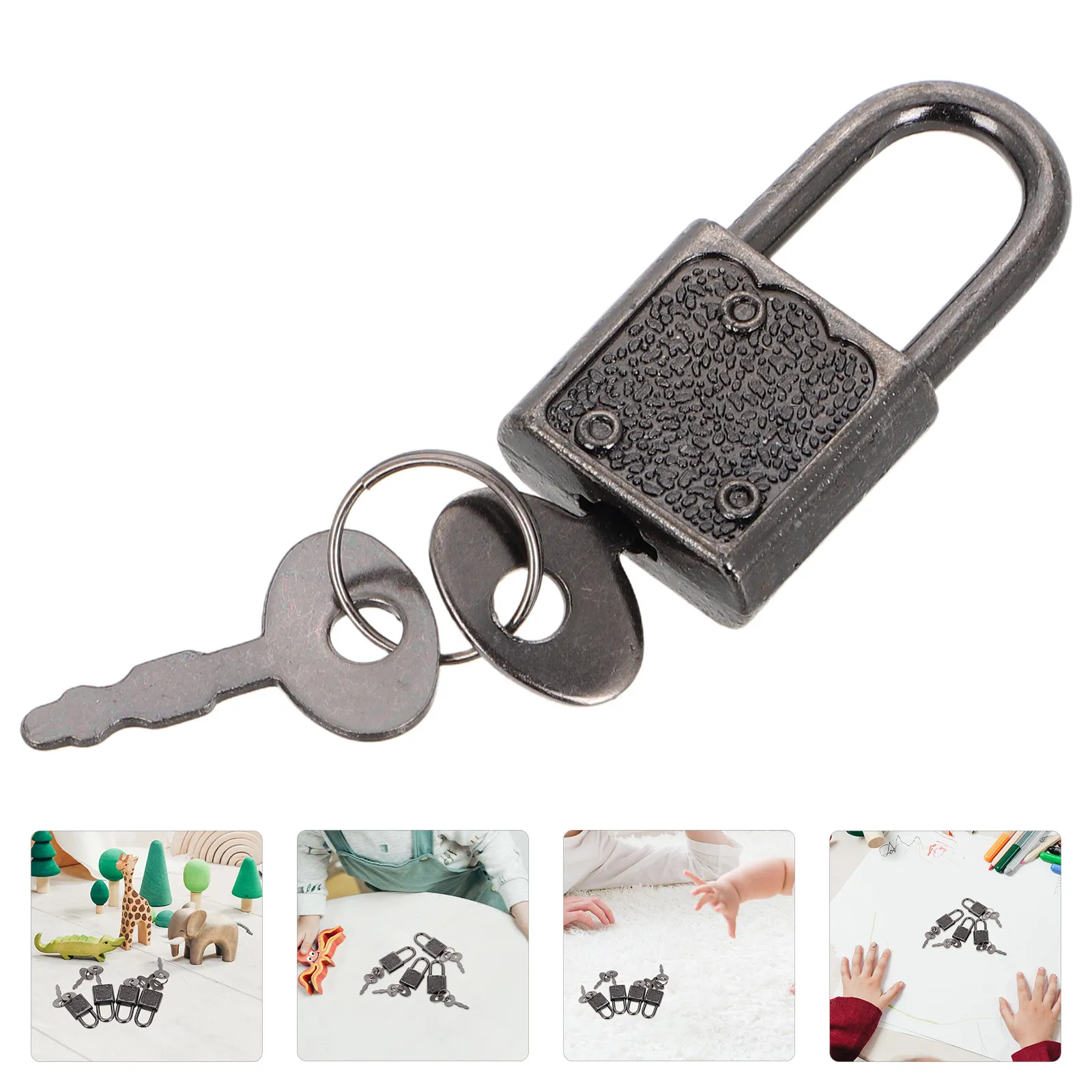 

4Pcs Pirate Treasure Chest Lock Set Mini Padlock Small Metal Lock Key for Kids Jewelry Diary Box Small Padlock