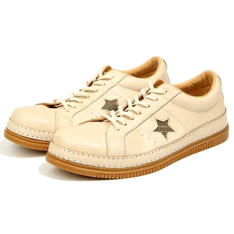 

Old white Highquality Retro Cowhide Men's Shoes Casual Sports Shoes Outdoor Running Genuine Leather Sneakers Hiking