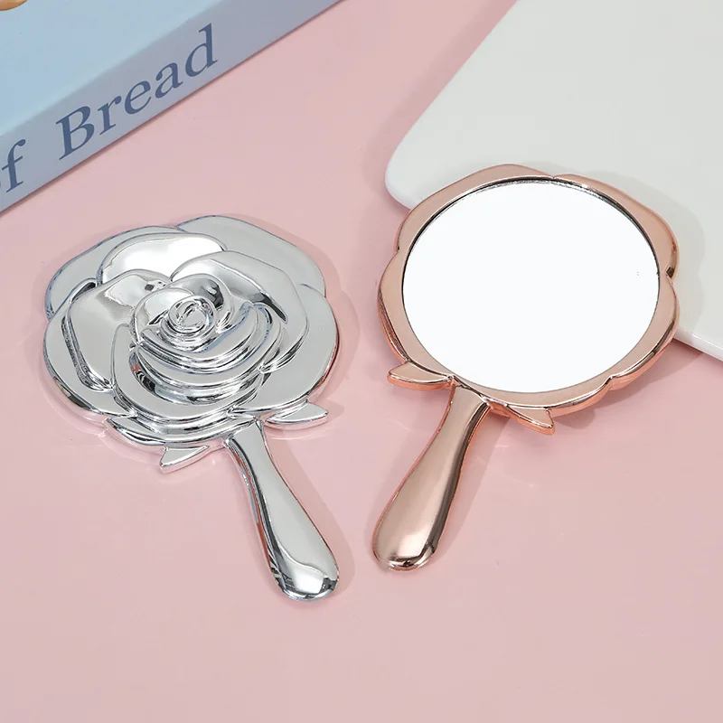 Mini draagbare draagbare make-upspiegel met rozenontwerp Duurzame compacte make-upspiegel voor dames Meisjes Reiscadeau Portemonnee Decor