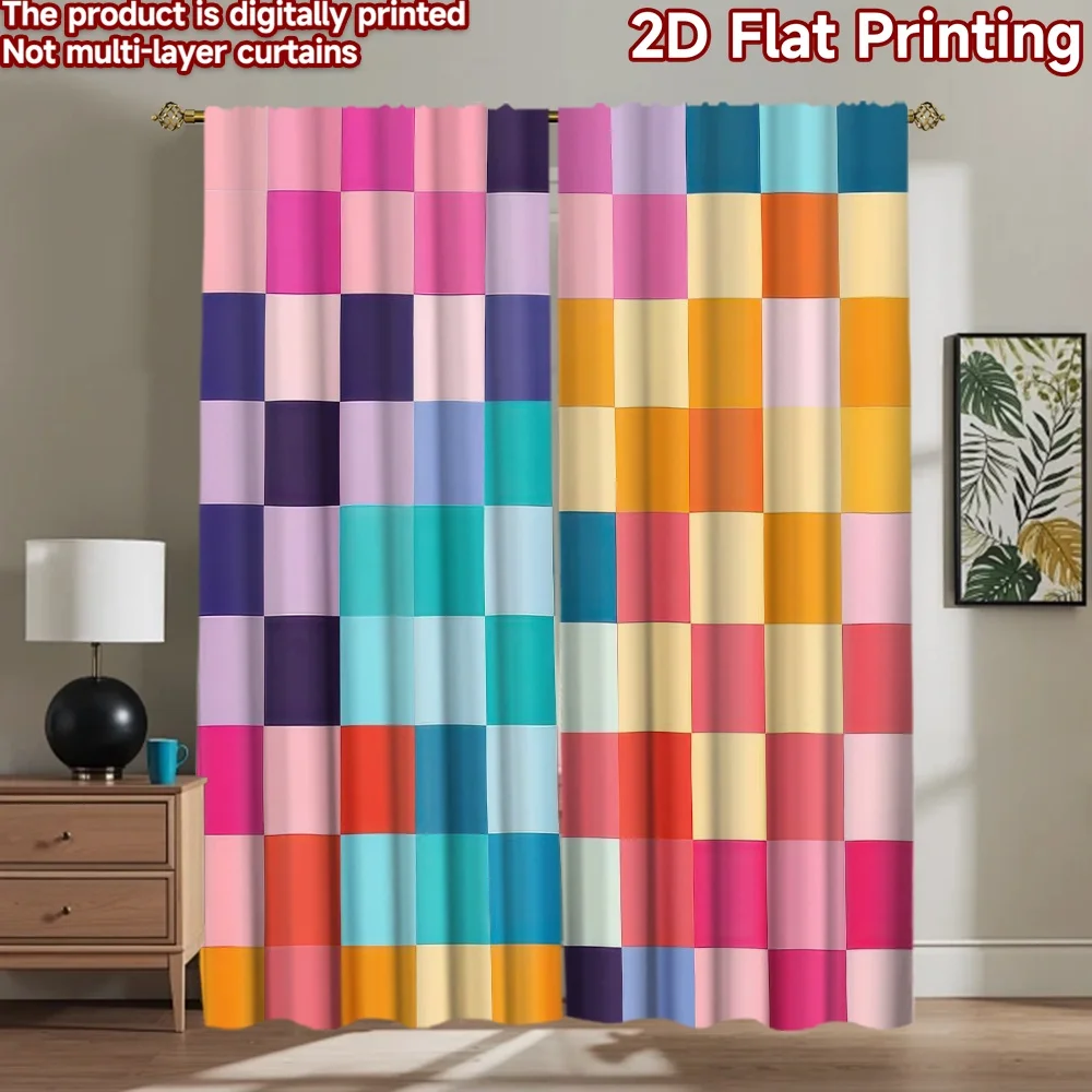 

1pc 2D flat Photography Backdrop Party Backdrop Colorful Square Mosaic 100% Polyester Anniversary Use for Suitable for festive