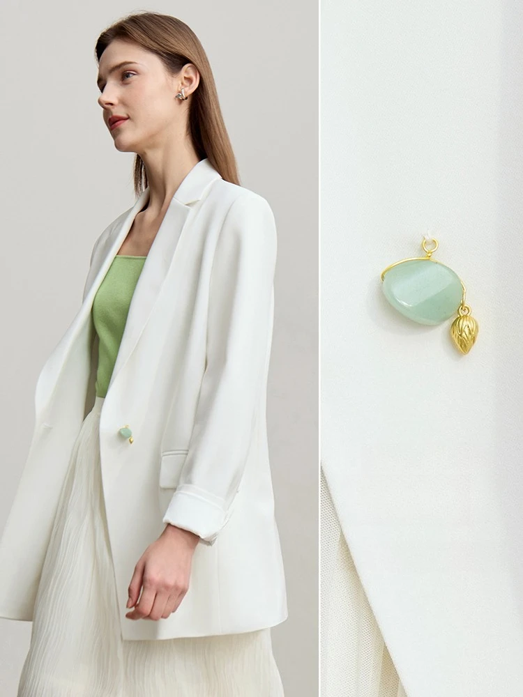 Amii Women's jacket 2026 spring new commuter button shoulder pad suit loose Anti-wrinkle medium and long blazer top 12611021