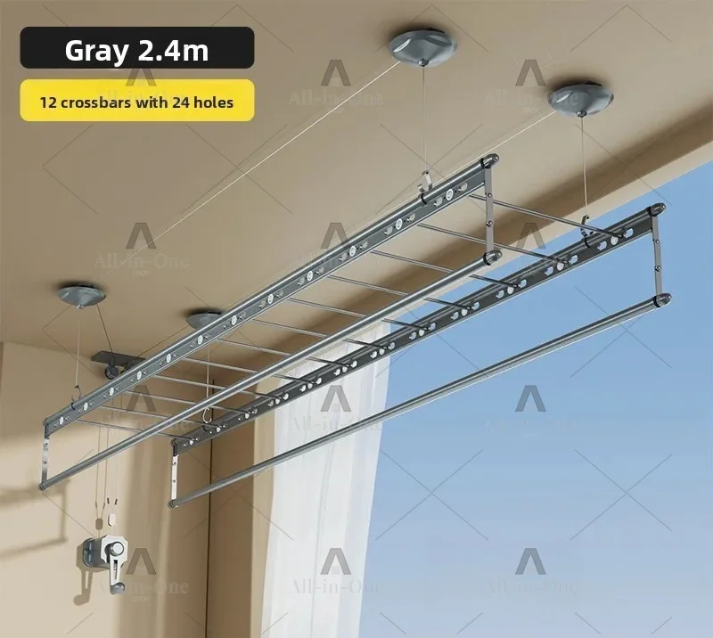 Household Clothes Dryer for Balcony Hand-Cranked Double-Rod Drying Rack Creative Metal Laundry Drying Rack for Hotels