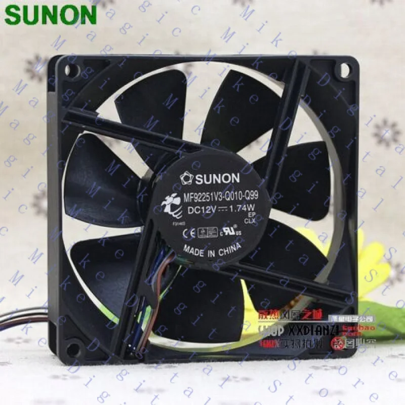 

UU For Sunon 9225 12V MF92251V3-Q010-Q99 92*92*25MM 12V 1.74W 4 line heat sink fan
