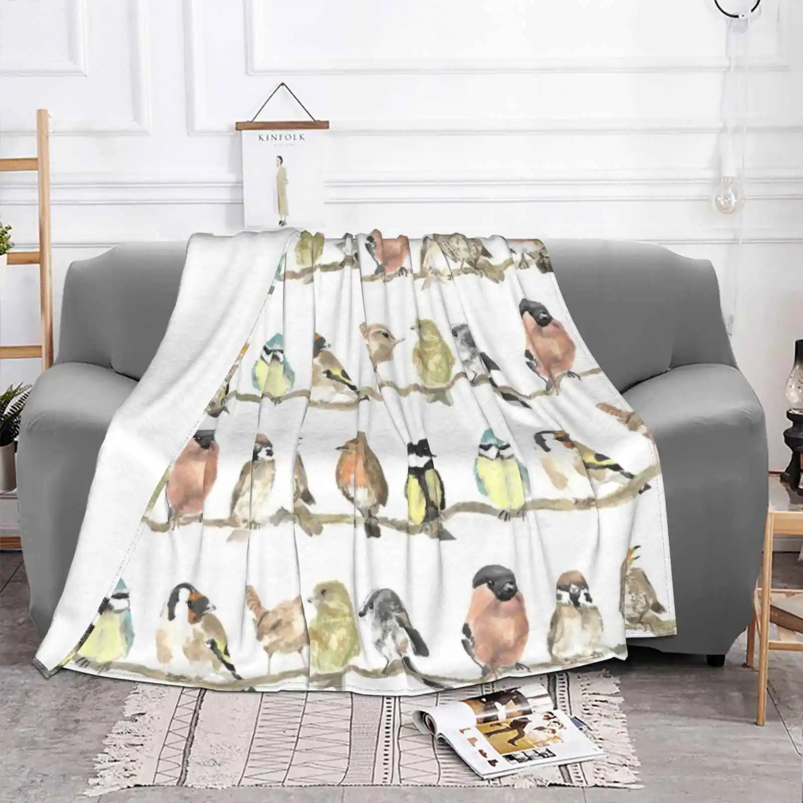 Dawn Chorus Garden Birds Shaggy Throw Soft Warm Blanket Sofa/Bed/Travel Love Gifts Birds Garden Robin Wren