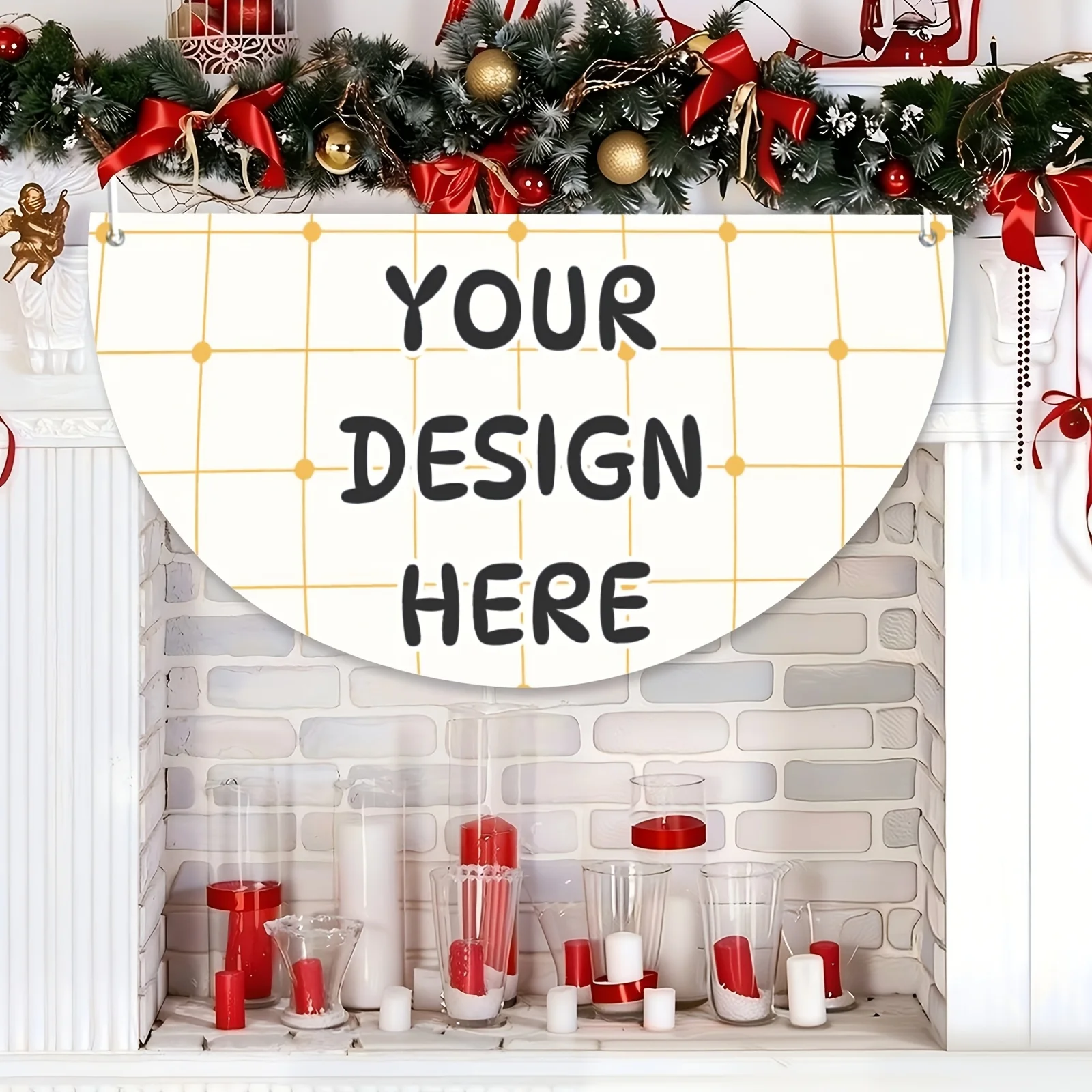 1pc Custom 45x90cm Semi-Circle Flags, Personalized Non-Pleated Fan-Shaped Banner, 2 Holes, Custom Image Logo Text for Outdoor
