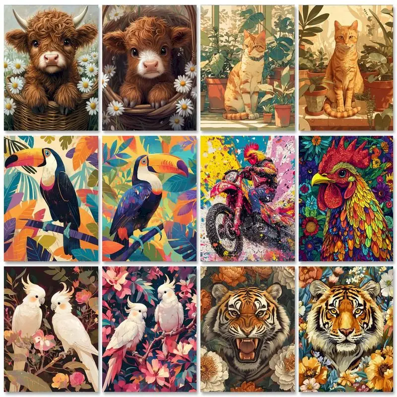 

GATYZTORY 40x50cm Pictures By Numbers Kit Animals Tiger Handpainted Modern Drawing By Numbers Acrylic Paints For Diy Gift