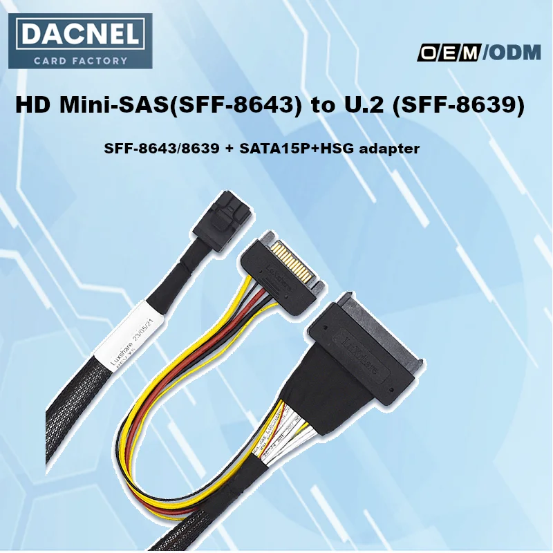 

HD Mini-SAS(SFF-8643) to U.2 (SFF-8639) Cable 80CM