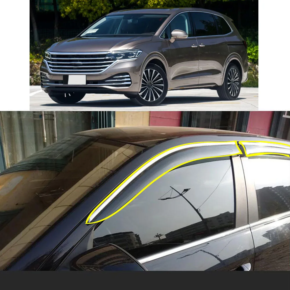 

Car Body Styling Sticker Plastic Window Glass Wind Visor Rain/Sun Guard Vent Parts For VW Volkswagen Viloran 2020 2021 2022