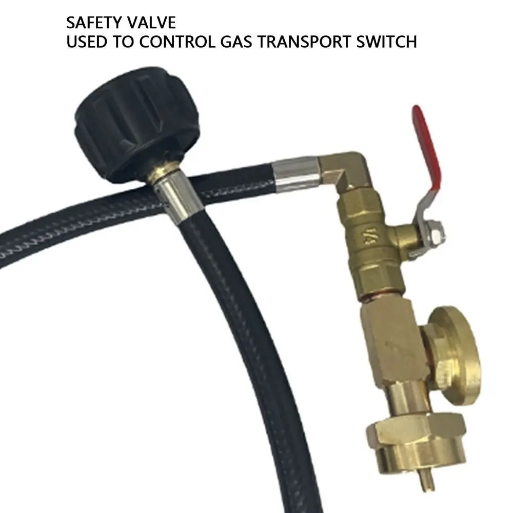 Convenient 3 Feet Propane Tank Refill Connector On/Off Valve Pressure Gauge Gas Bottle Adapter Hose QCC1 Type Filler Tube Hiking