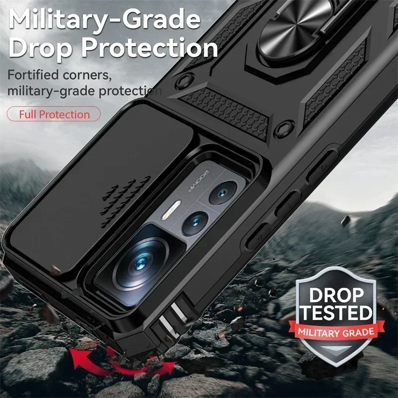 Xiaomi mi12t mi 12 t pro case, com suporte de anel magnético, armadura tampa traseira, para xiaomi mi12t mi 12 t pro