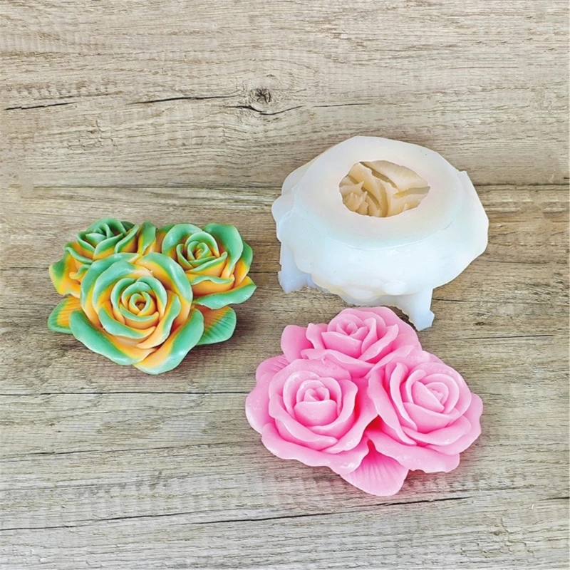 Elegant Rose Silicone Soap Molds 3D Flower Crafting Moulds Silicone Texture Craft Tool Hand-Making Supplies