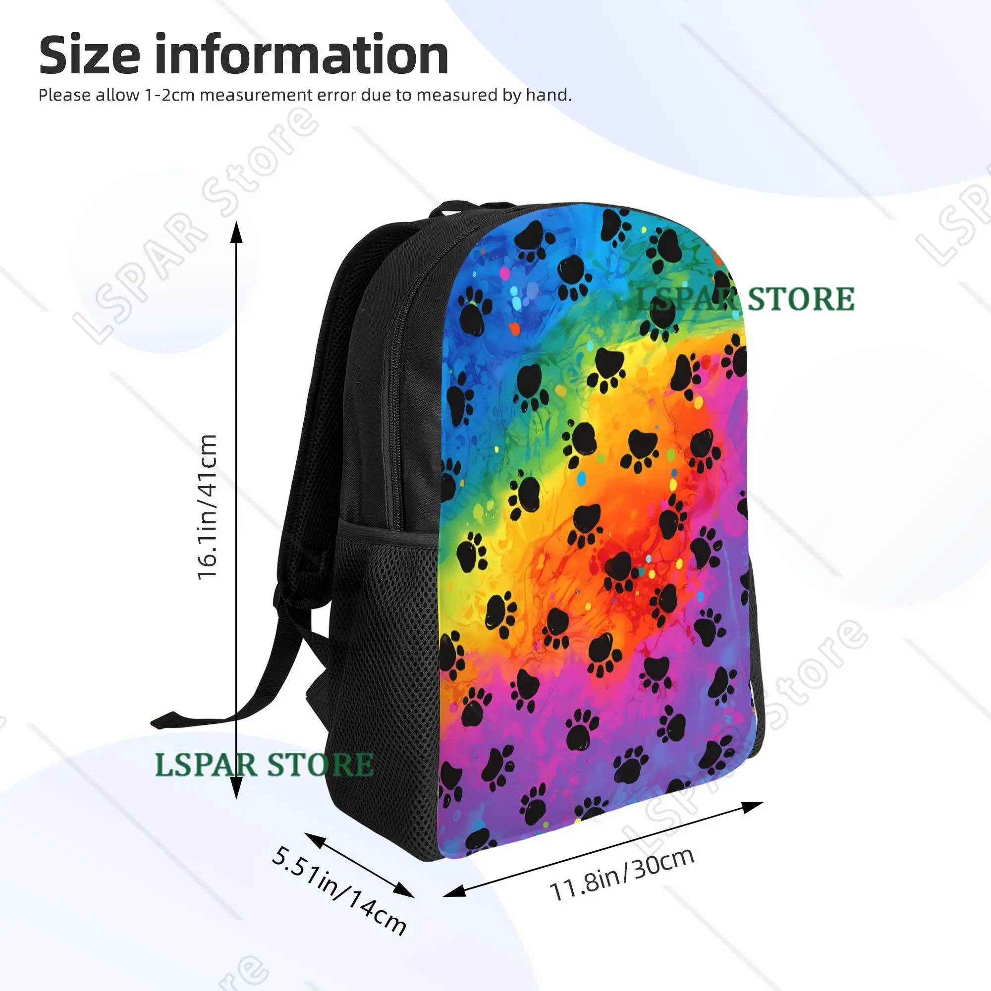 Vibrant Backpacks Featuring Dog Paw Prints Perfect for Students and Travel Adjustable Straps For
