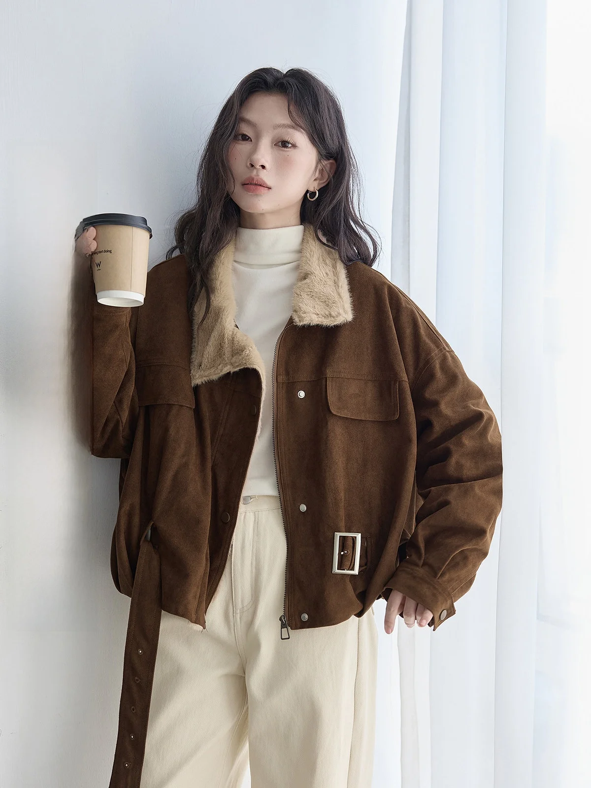 

HuiXi Brown Fur And down Jaet Women's Winter New Sle Retro Aosphere Match All Leather And down Coat Commute Sle Long ...
