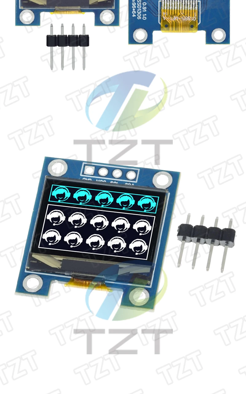 TZT 1/3 Stück 0,91 Zoll OLED-Modul Blau-Weiß OLED 96x64 OLED LCD LED Anzeigemodul 0,91" IIC Kommunikation – Detail 4