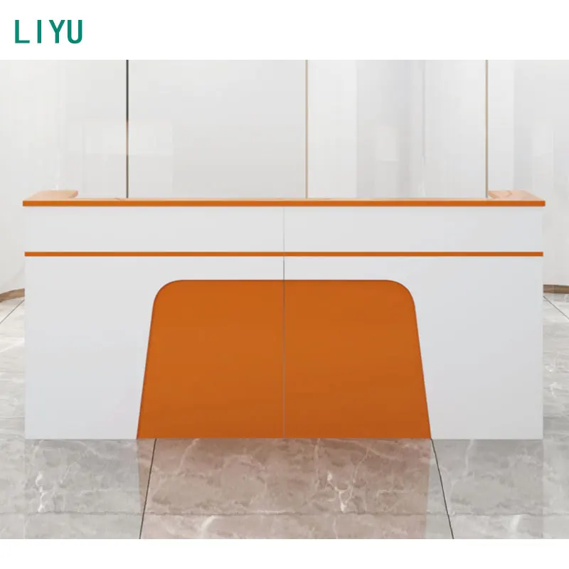 Mesa frontal con panel de MDF de madera de diseño moderno, mostrador de recepción para hoteles, oficinas, bares, salas de estar, talleres