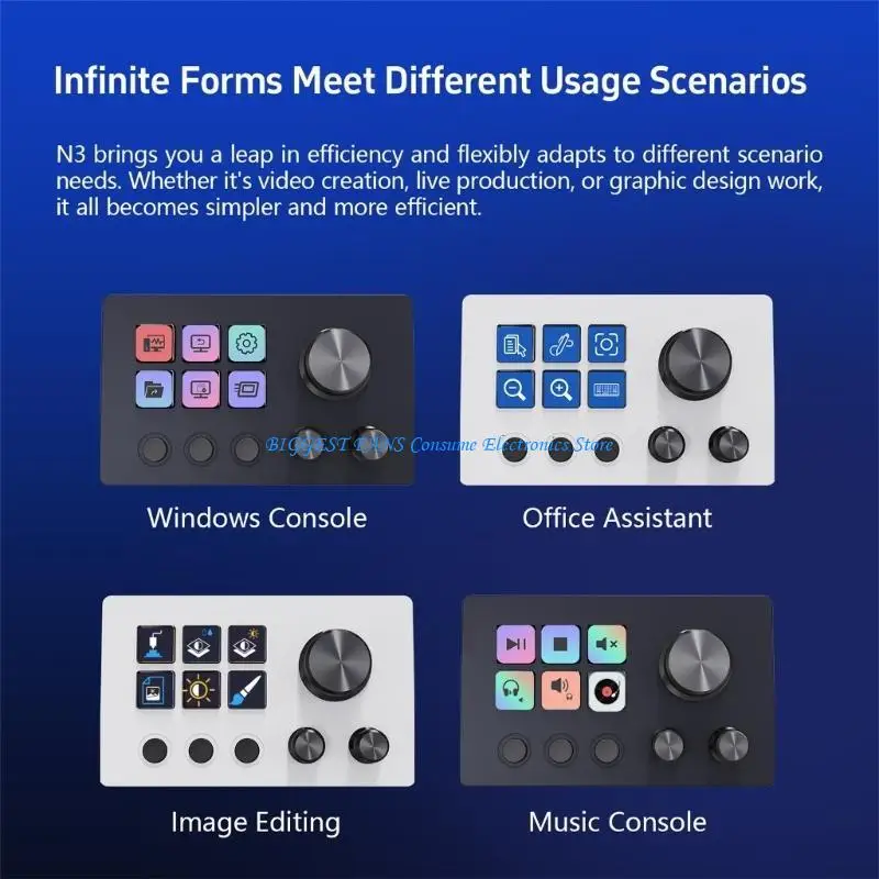 

Mini Keyboard Lcd Screen Knob Customizable Visual Control Panel For Pc Gaming Live Streaming Christmas Gift