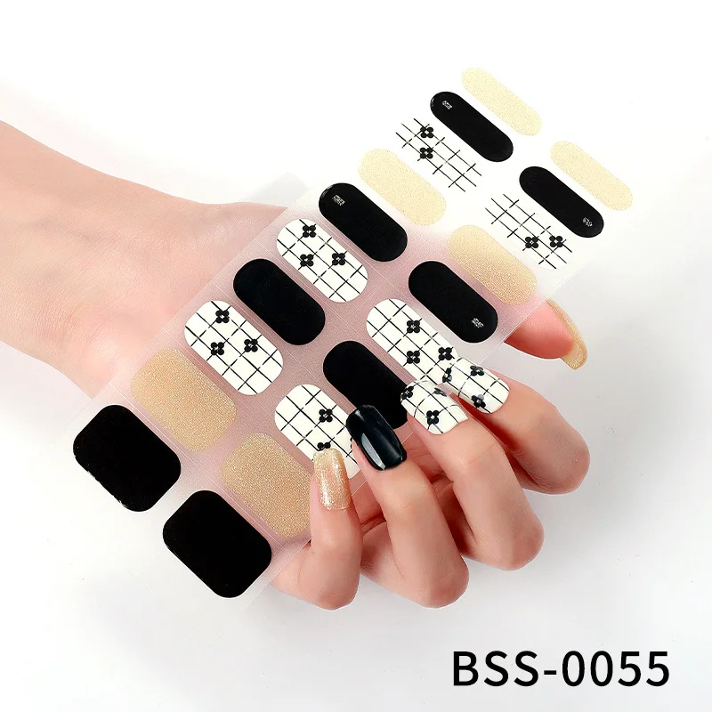 Semi Cured Gel Nail Wraps Patch Manicure Nail Art Decor Full Cover Nail Decals Long Lasting Gel Nail Stickers UV LED Lamp Cured