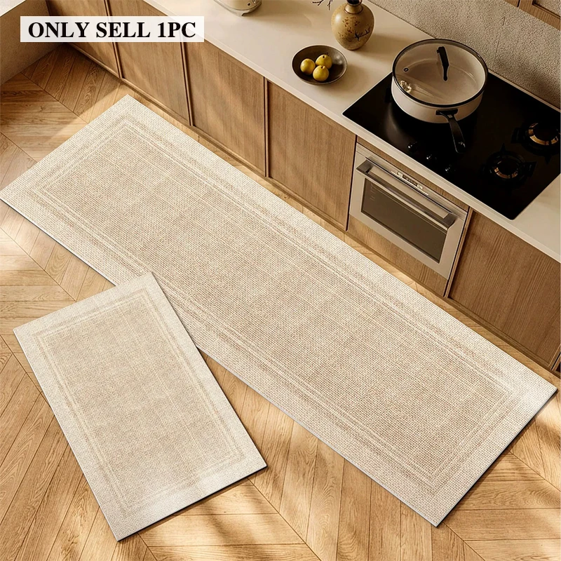 Kitchen Floor Mat PVC Waterproof Leather Carpet Minimalist Solid Color Rug Oil-proof Anti-slip Long Foot Mats Home Decor Carpets