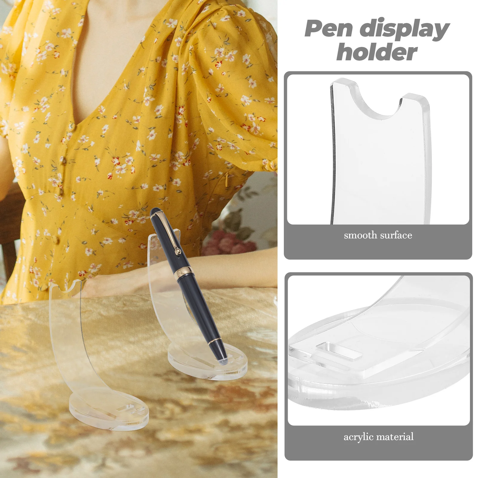 

2pcs Clear Acrylic Display Stand for Pens Makeup Brushes Marker Storage Desktop Organizer Compact Sturdy Pen Rack Holder