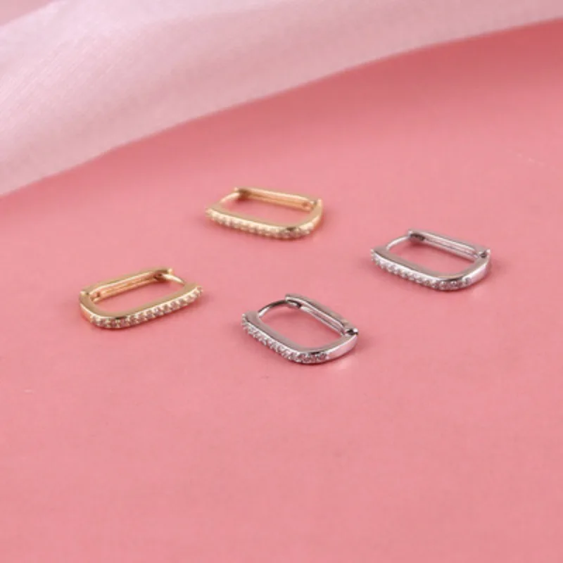 Charm Geometric Circle Zircon Hoop Earrings for Womens Luxury Gold Color Stainless Steel Dangle Korean Fashion Jewelry Accessory