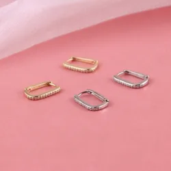 Charm Geometric Circle Zircon Hoop Earrings for Womens Luxury Gold Color Stainless Steel Dangle Korean Fashion Jewelry Accessory