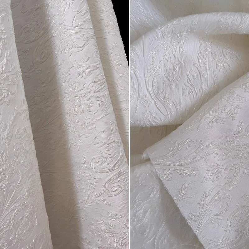 

Белоснежная ткань с рисунком в стиле ретро, модельер одежды для шитья своими руками, платье, пальто, материал, ткань на метр