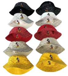 New Cartoon Waflera Mickey Mouse Bucket Cap Autumn Letter Fisherman Hats Double-sided Printing Cotton Cap Birthday For Kid Gifts