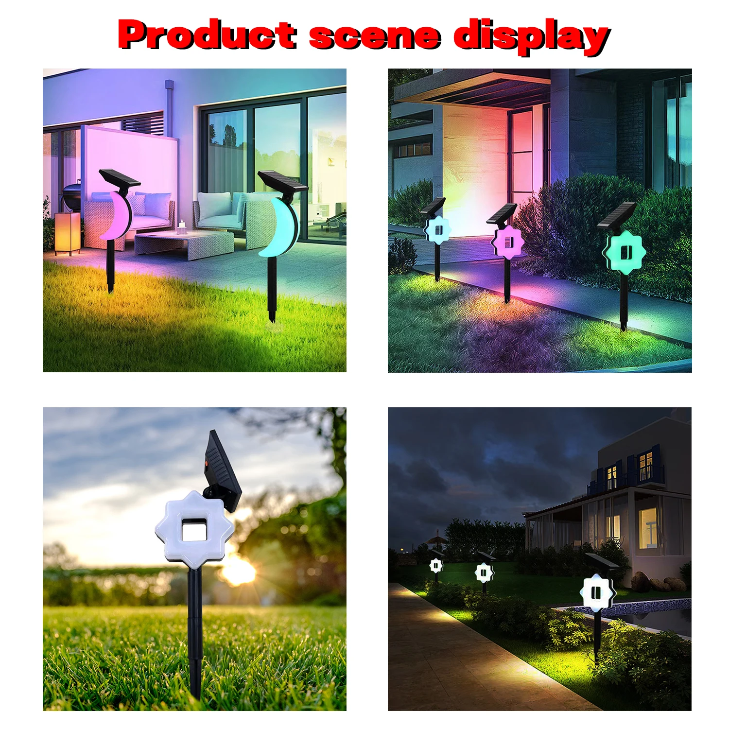 Led Solar Outdoor Lights Garden Decoration Lamp Waterproof RGB Lawn Light Courtyard For Walkway Path Landscape Moon Star Lamps