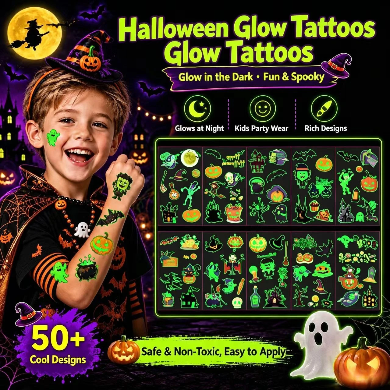 Halloween Waterproof Temporary Tattoo Stickers Face Scarlet Devilish Face European Party Style Body Art Decals