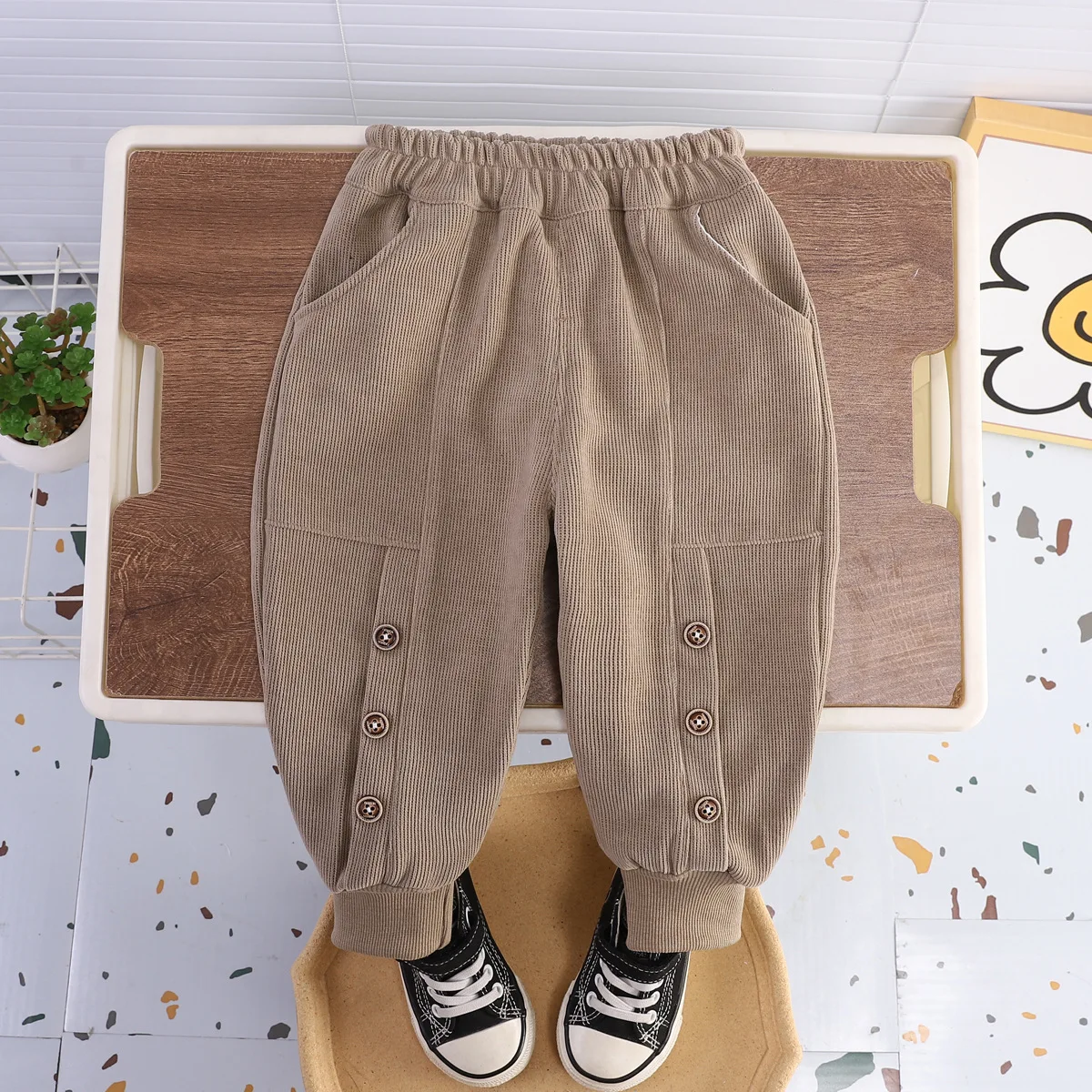 New Children Long Pants Kids Spring Autumn Clothes Girls Strips Trousers Boys Long Pants Toddler Ribbed Legging Pants 0-6 Years