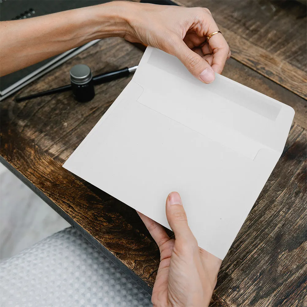 60pcs A4 Printable Selfadhesive Invitation Envelopes Blank White Cardboard Black Paper Wedding Greeting Cards Mail Envelope