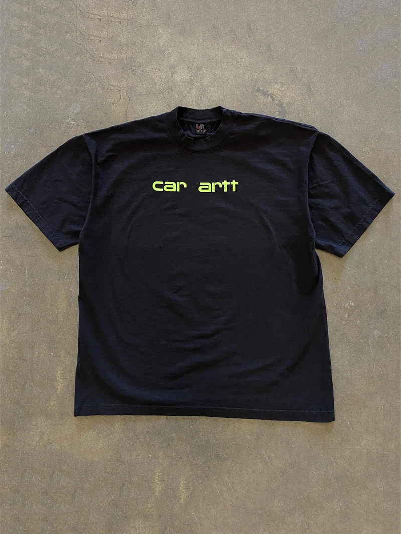 Cheng Story 260g Heavyweight Pure Cotton T-Shirt Simple Letter Print Short Sleeve Design Trendy Casual Wear for Youth