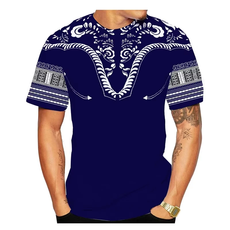 Impressão 3d padrão étnico africano solto novo verão camiseta masculina y2k vintage vestido étnico masculino camiseta feminina criança tshirt