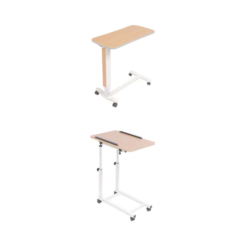 โต๊ะอาหารข้างเตียงผู้ป่วยแบบปรับระดับได้ พร้อมเฟอร์นิเจอร์ข้างเตียงแบบเคลื่อนย้ายได้ ทำจากไม้และโลหะ