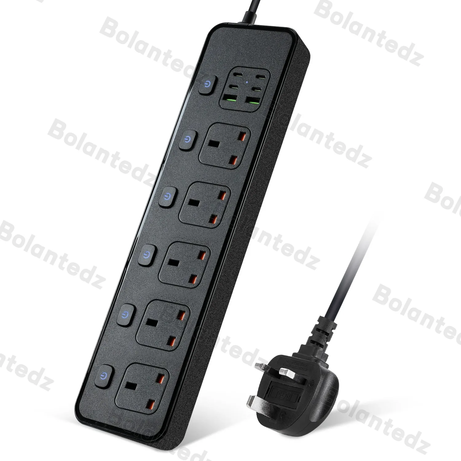 Extension Desktop 4/5 AC UK Output socket UK Plug Power Strip With USB Type-C 2m Cable 3250W 13A 250V UK Standard Sockets