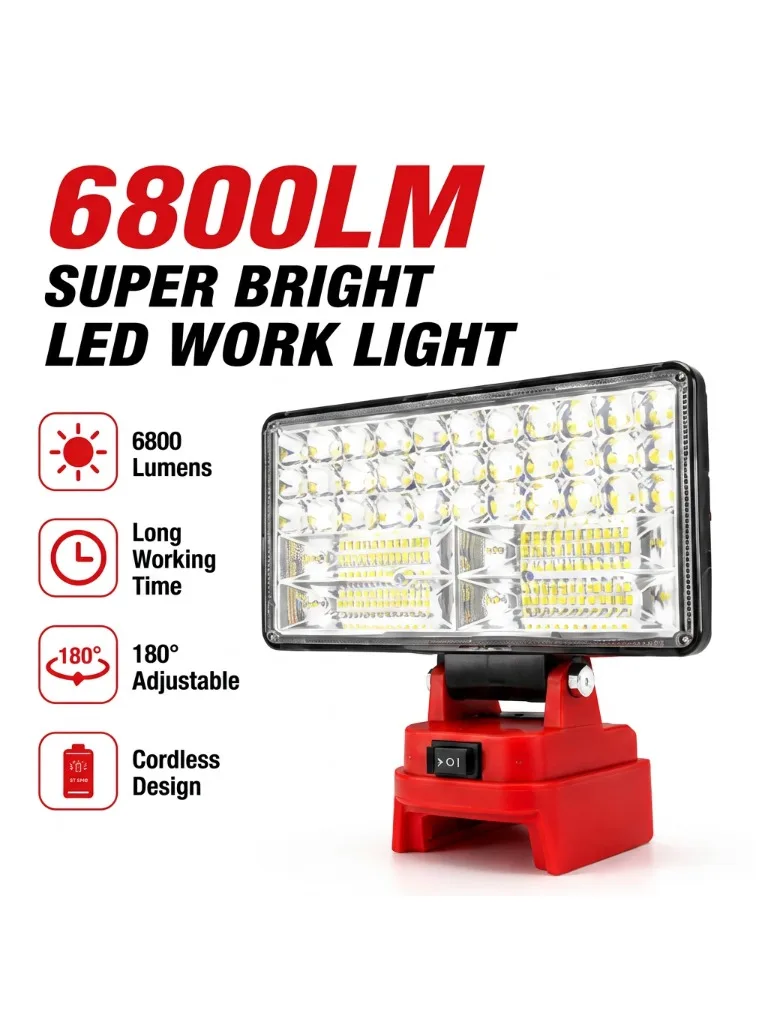 90W LED-Arbeitsleuchte für Milwaukee M18 18V Akku, Kabellose Tragbare Flutlichtlampe für Werkstatt, Garage, Baustelle, Reparatur-Beleuchtungswerkzeug
