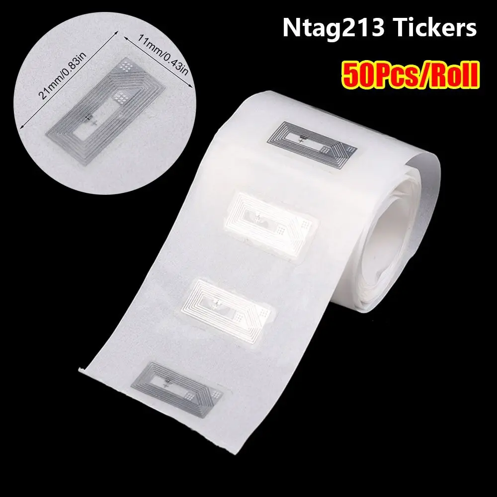 50Pcs 11x21mm NFC Chip NTAG213 Sticker 1K S50 13.56MHz UID Changeable RFID Sticker Wet Inlay 1K S50 Proximity Card